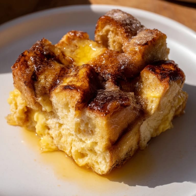 Warm and delightful, this baked French Toast recipe is topped with a sweet, crunchy crumble.
