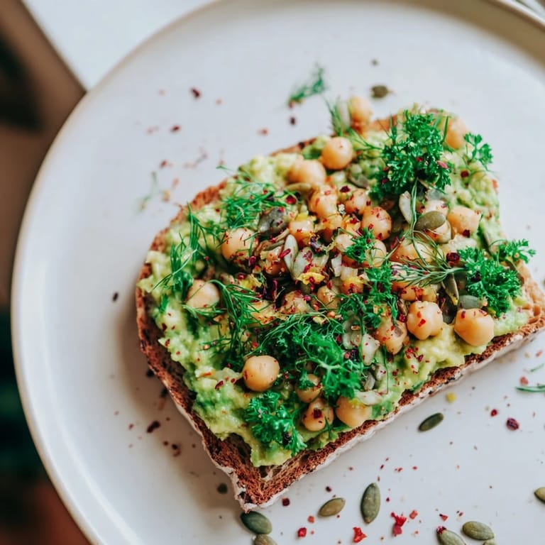 Avocado Chickpeas & Herbs Toast