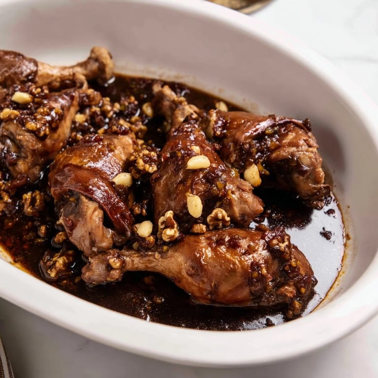 Hearty Budget Fesenjan stew, ready to serve, a flavorful Persian meal perfect for dinner.