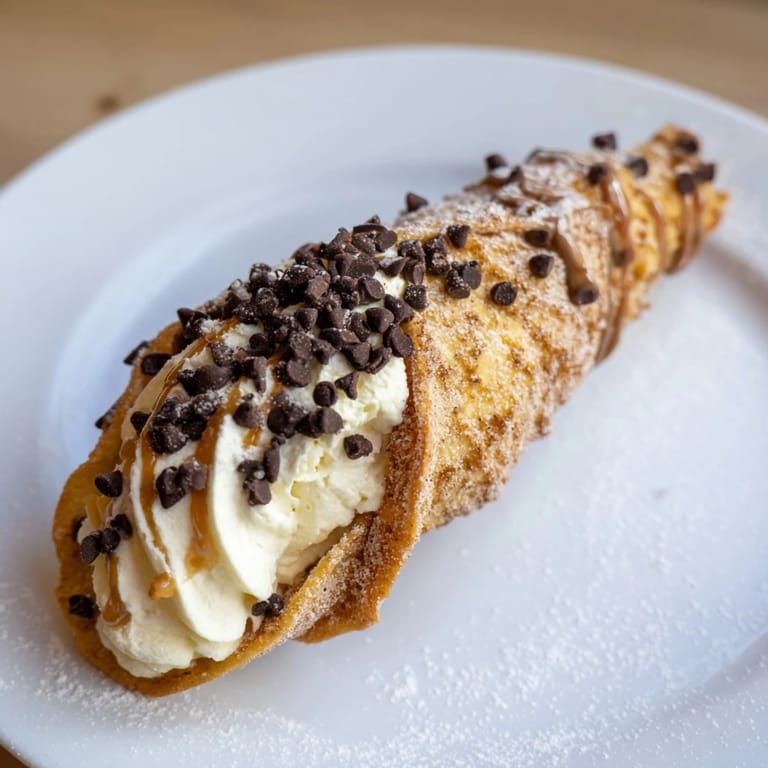 Crispy Quick Churro Cheesecake Cones, drizzled with caramel and loaded with delicious cheesecake filling.