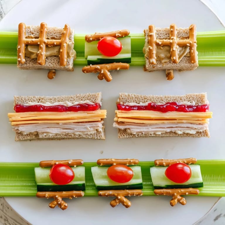 A playful, visually appealing Train Track Sandwich Board, delicious and inviting for a creative meal.