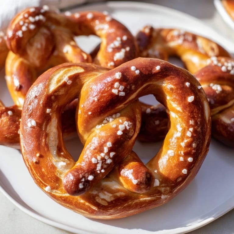 Coarsely salted Bretzels Anneau de Fête, baked until golden and ready for dipping in your favorite mustard.