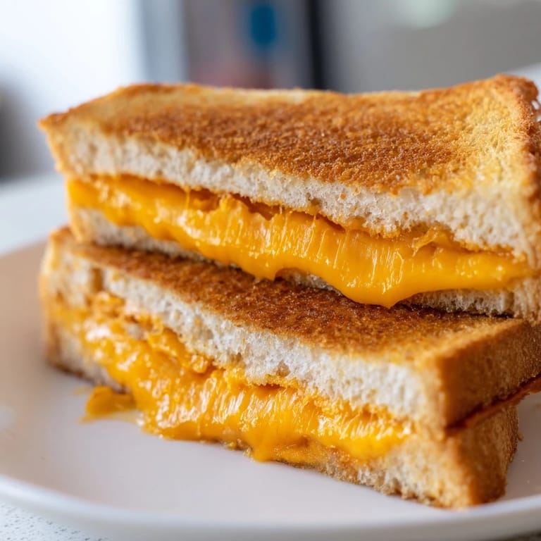 Close-up of a perfectly browned air fryer grilled cheese, promising a delightful, warm, cheesy experience.
