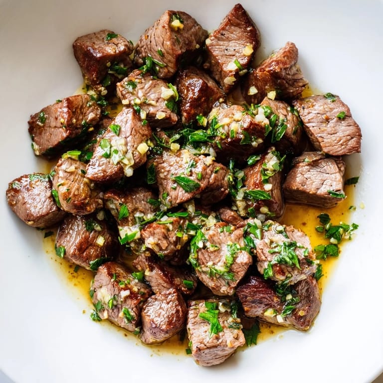 Tender garlic butter steak bites, perfectly seared and coated in a flavorful, buttery sauce.