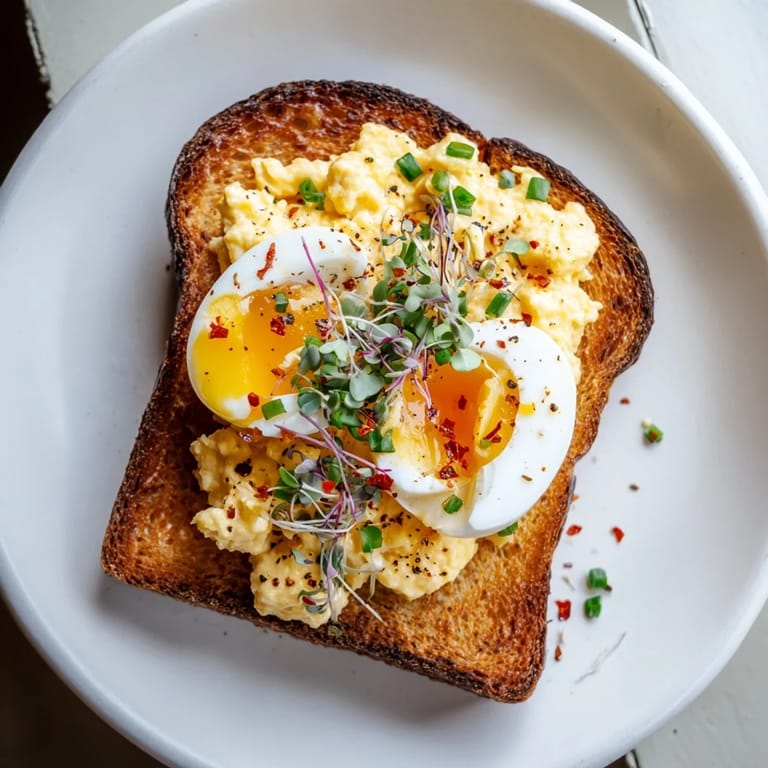 This Egg Flight Toast offers a trio of perfectly cooked eggs on crispy sourdough toast, ready to eat.