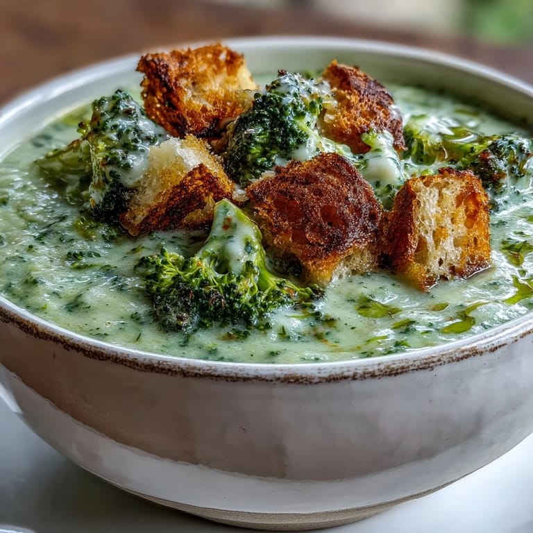 Roasted cauliflower and broccoli florets simmer in a rich, herb-infused broth in a cozy pot on the stove.