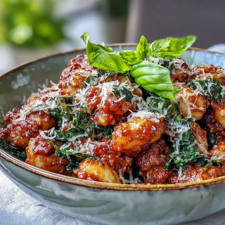Comforting Sausage Gnocchi with Kale plated with extra cheese, ready to enjoy for a hearty 30-minute dinner.