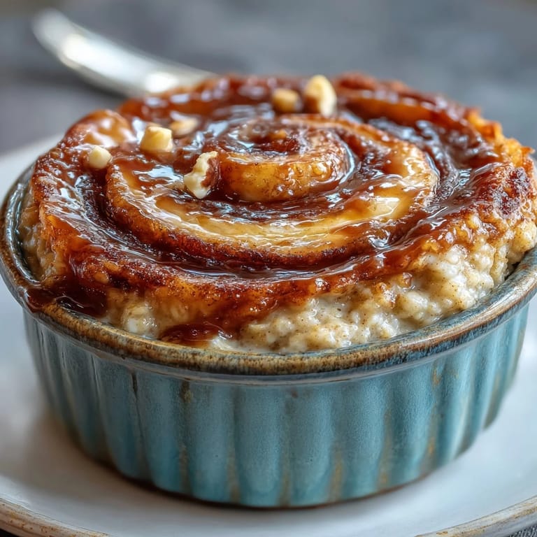 Golden brown Cinnamon Swirl Protein Banana Baked Oats with a moist interior, ready to eat right out of the oven with a side of hot coffee.