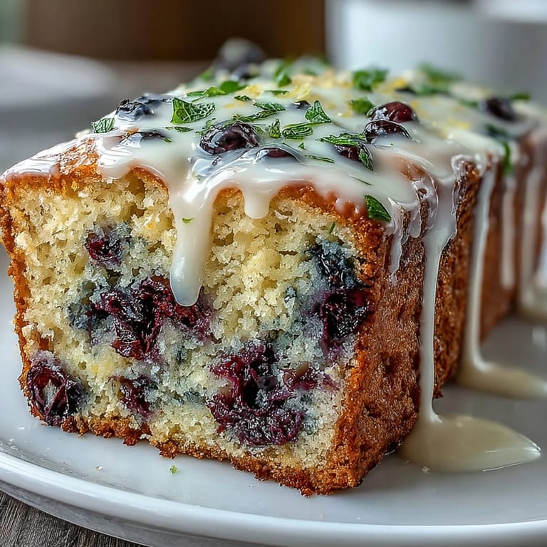 Juicy blueberries and fresh lemon zest in a tender loaf, topped with tangy lemon glaze.  