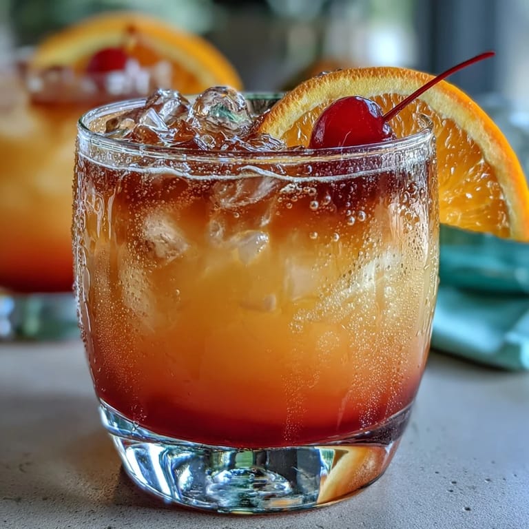 Bright, non-alcoholic sunrise drink featuring orange and pineapple juices with sweet grenadine, perfect for summer gatherings.