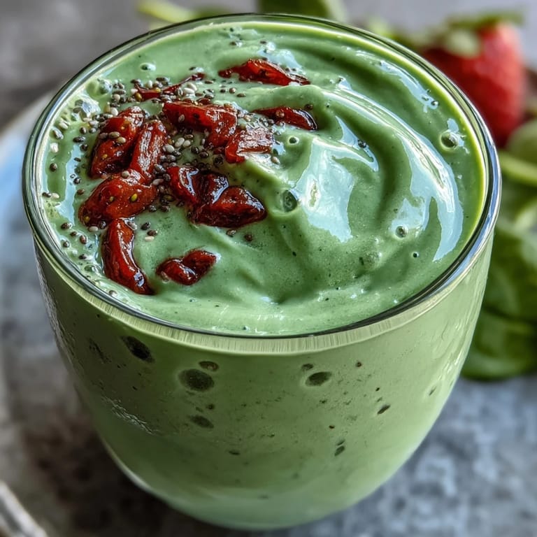 2. Refreshing strawberry spinach smoothie, packed with vibrant fruits and leafy greens