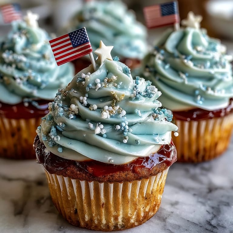 These delicious Star-Spangled Banner Cupcakes are perfect for a patriotic dessert display.