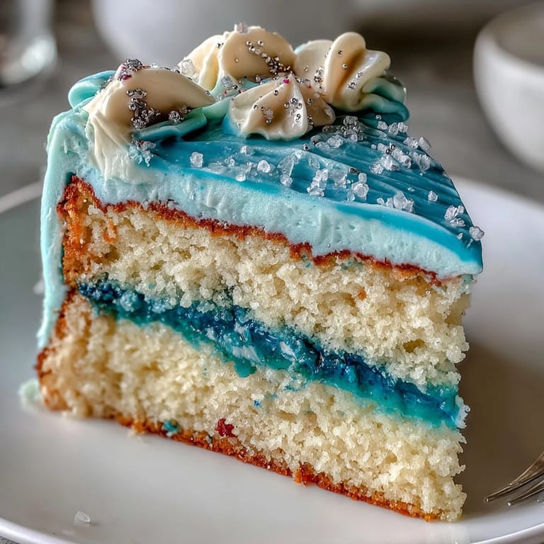 Festive Cancer zodiac cake, showcasing ocean blue frosting and sparkling edible shells.