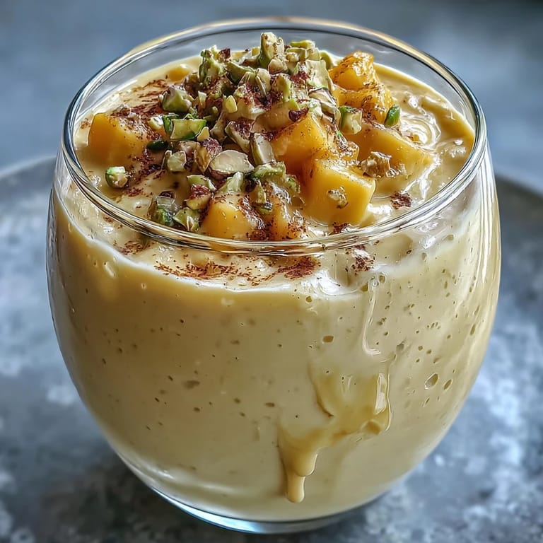 Enjoy a chilled, frothy Mango Lassi Smoothie, expertly blended with fragrant cardamom.