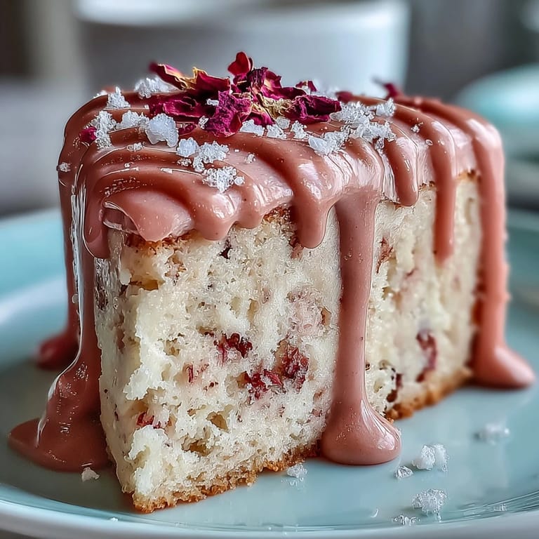 Decadent Bridal Shower Rosé Velvet Cake, elegantly decorated with a delicate gold ganache drip.