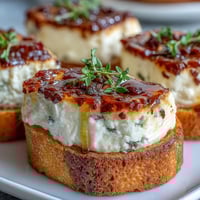 Golden toasted baguette slices are topped with creamy goat cheese and drizzled with sweet-spicy hot honey.
