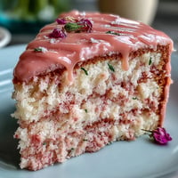 Delicate pink Bridal Shower Rosé Velvet Cake with shimmering gold drip.